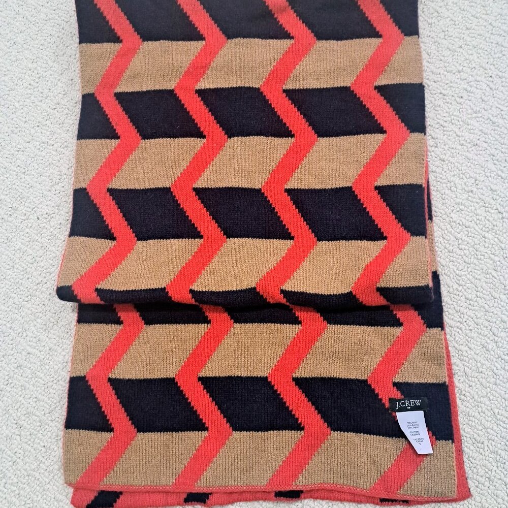 J. Crew Wool Blend Reversible Geometric Scarf